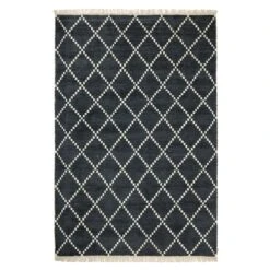 Kochin Bambu Silke Rug, Black/Off White