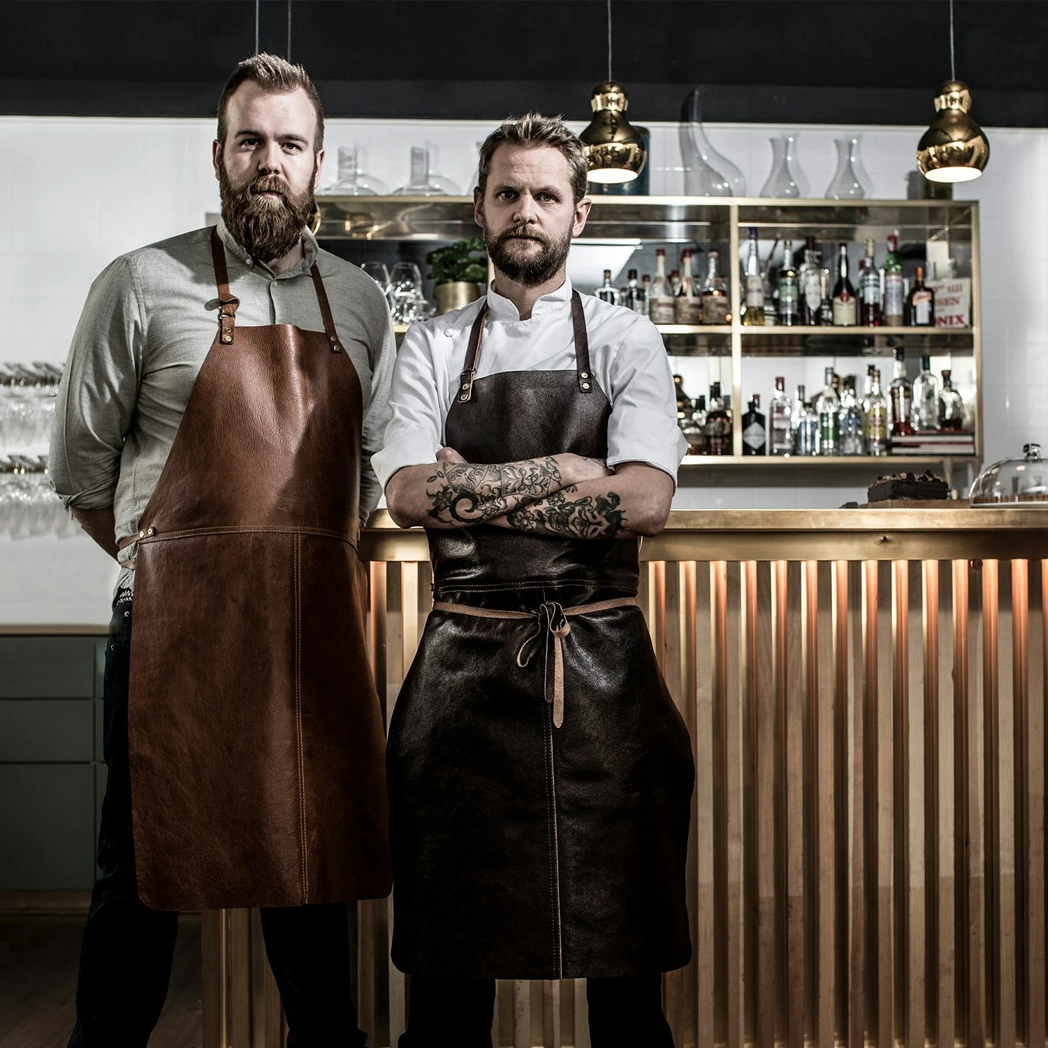 Le Chef Leren Schort, Cognac - Image 4