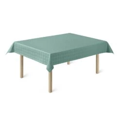 Juna Brick Damast-Tafelkleed Turquoise, 150x370 Cm