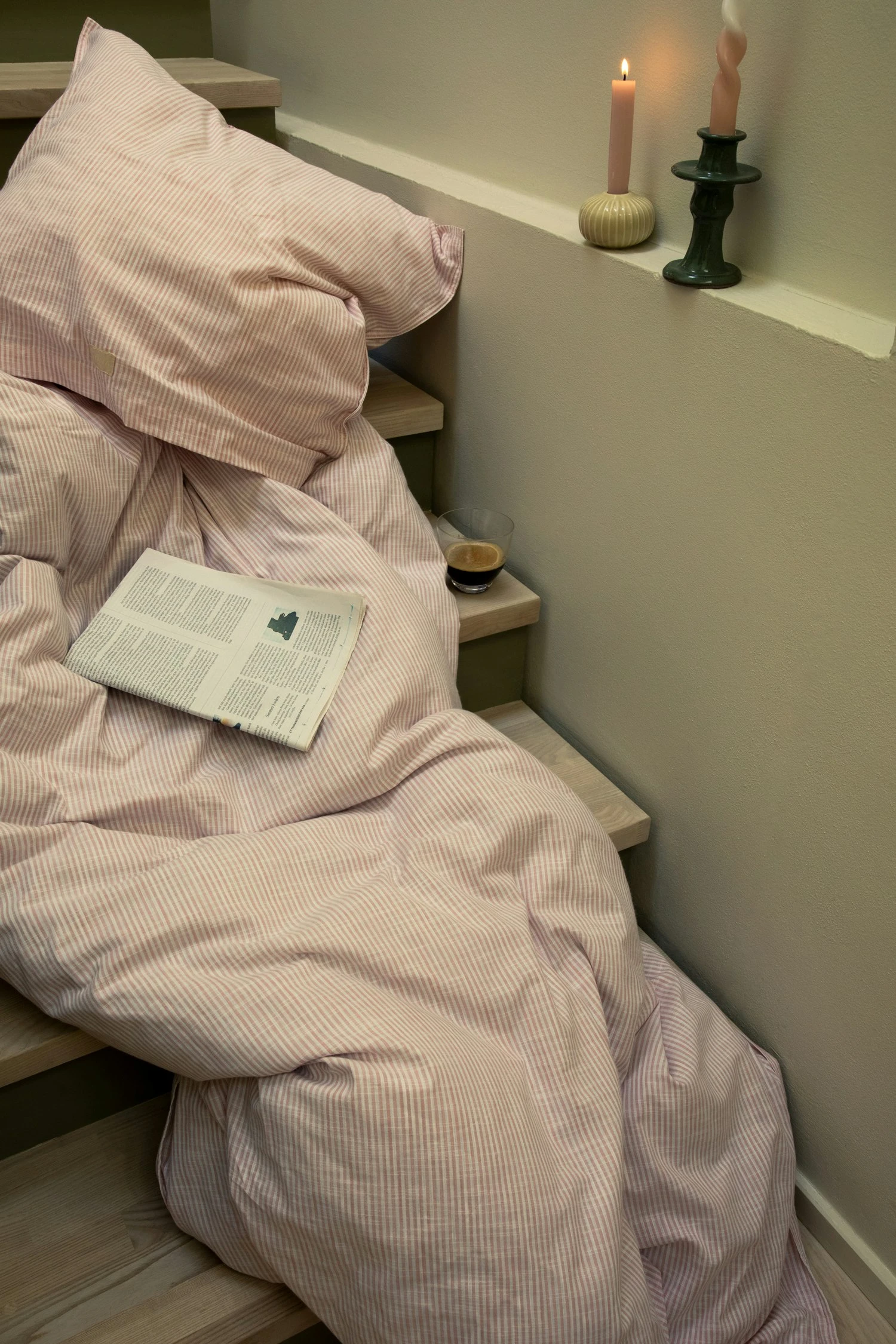 Juna Monochrome Lines Dekbedset 220x220 + 50x60 Cm, Roze - Image 3