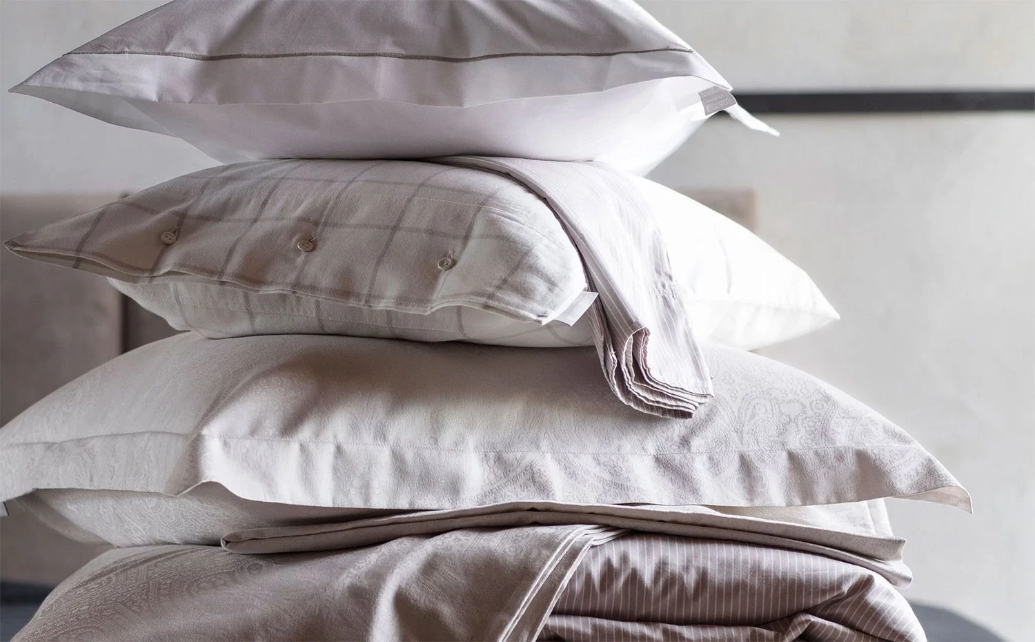 Lexington Hotel Light Flannel Pillowcase 50x60 Cm, White/Beige - Image 3