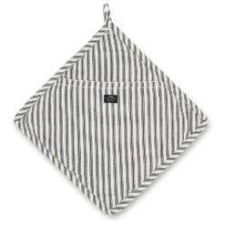 Lexington Icons Herringbone Striped Pannenlap, Zwart
