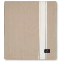 Lexington Icons Herringbone Striped Tafelkleed, Beige / Wit