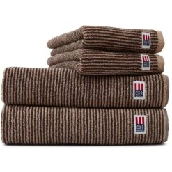 Lexington Original Handdoek Tan / Donker Grijze Melange, 70x130 Cm