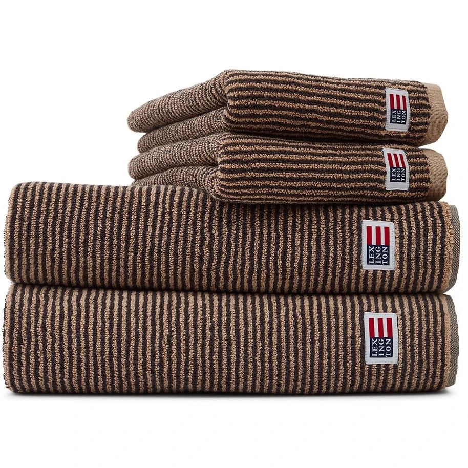 Lexington Original Handdoek Tan / Donker Grijze Melange, 50x70 Cm