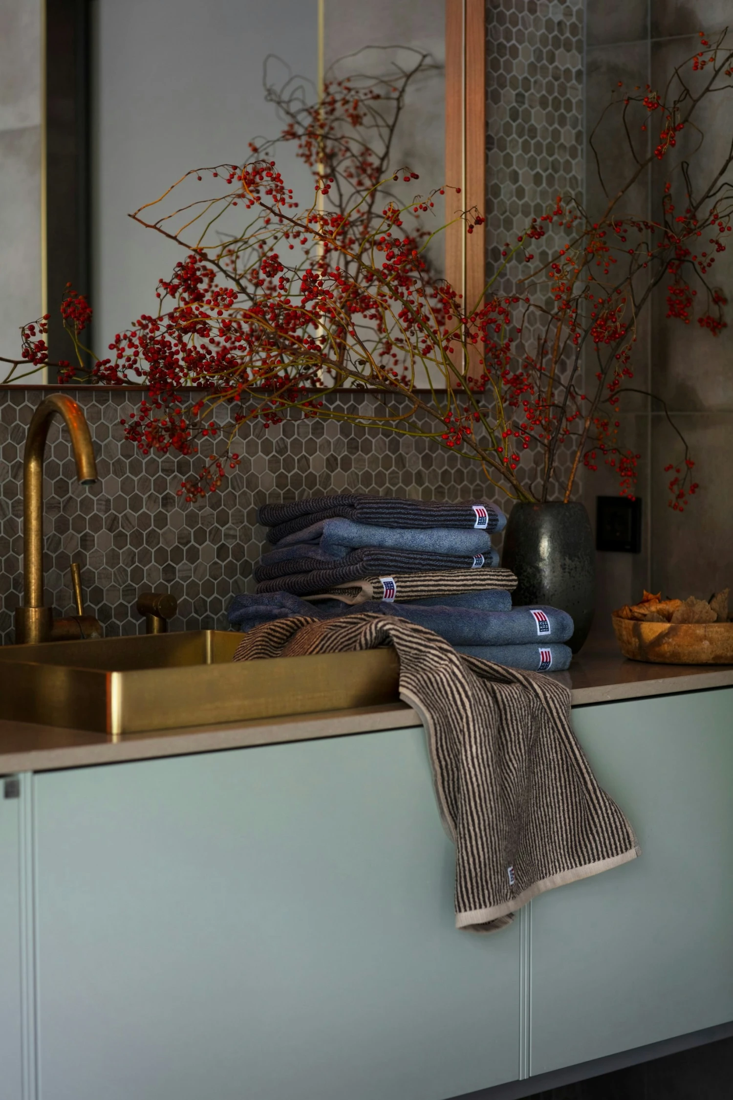 Lexington Original Handdoek Tan / Donker Grijze Melange, 50x70 Cm - Image 4