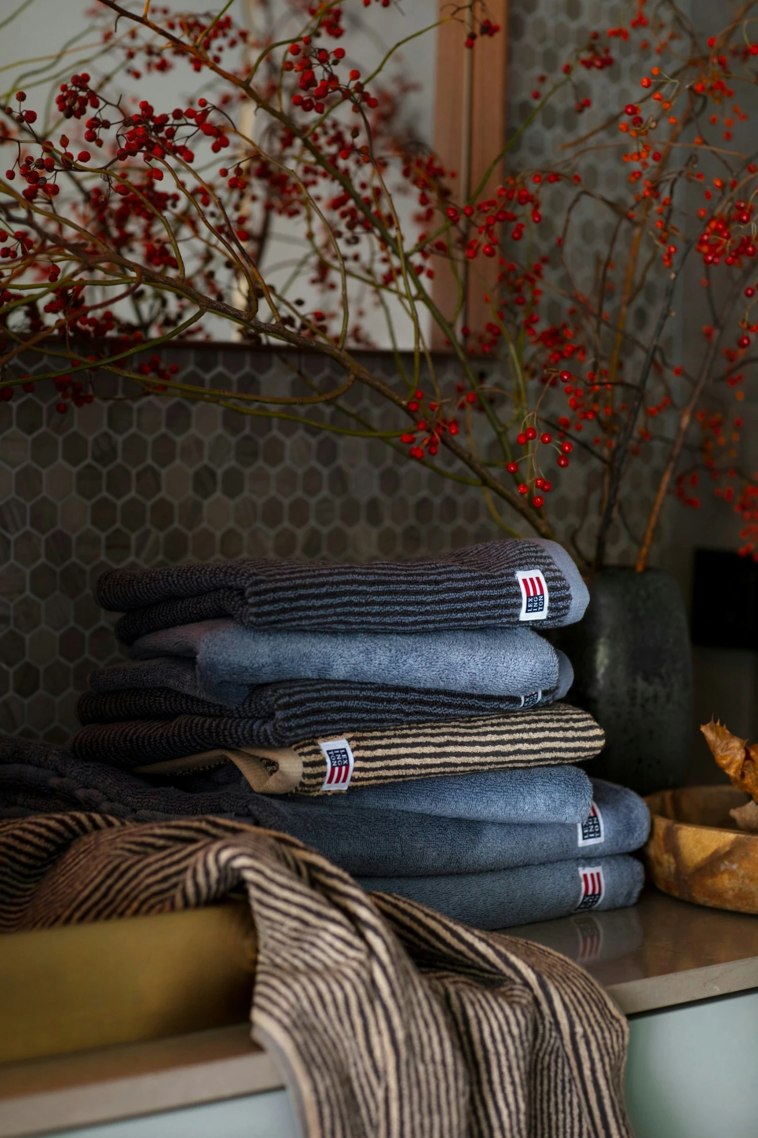 Lexington Original Handdoek Tan / Donker Grijze Melange, 50x70 Cm - Image 5