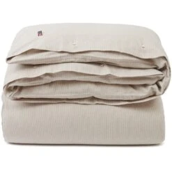 Lexington Striped Dekbedovertrek Off-white / Beige, 220x220 Cm