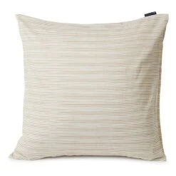 Lexington Striped Organic Cotton Sateen Kussensloop Beige, 65x65 Cm