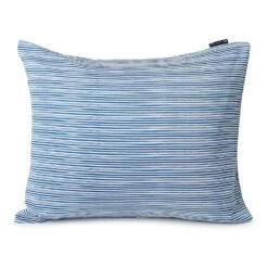 Lexington Striped Organic Cotton Sateen Kussensloop Blauw, 50x60 Cm