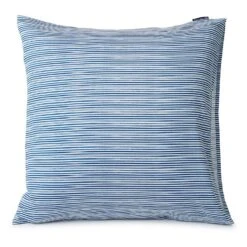 Lexington Striped Organic Cotton Sateen Kussensloop Blauw, 65x65 Cm