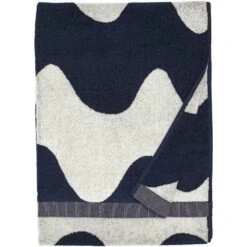 Marimekko Lokki Badhanddoek Donkerblauw / Off-white, 70x140 Cm