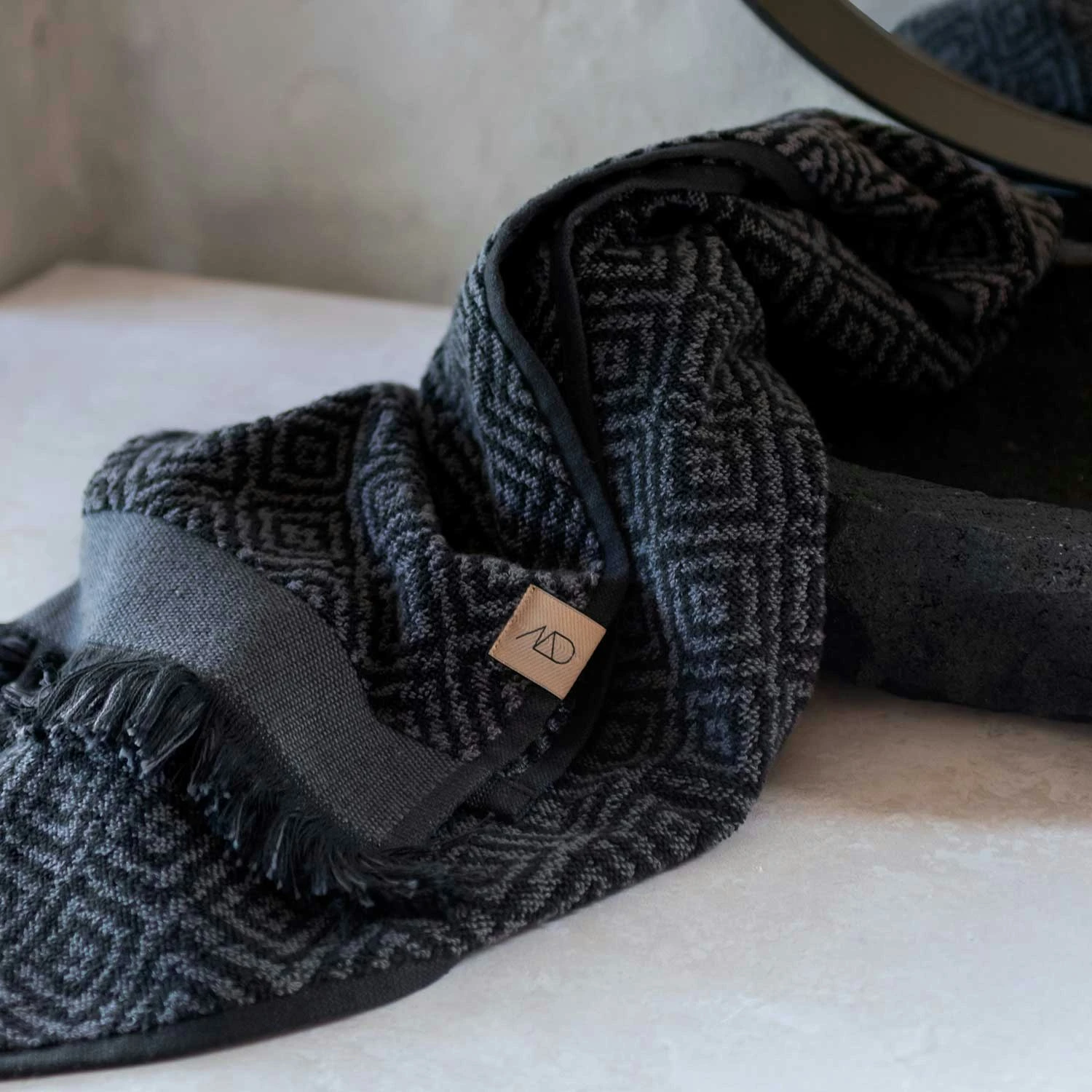 Mette Ditmer Morocco Handdoek 50 X 95 Cm, Zwart/Grijs - Image 3