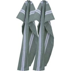 Svea Theedoek 50x70 Cm Pak Van 2, Groen / Wit / Grijs