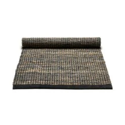 Jute/Leather Rug, Dark Grey